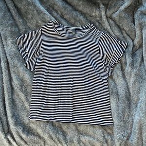 alya navy blue and white striped shirt size small